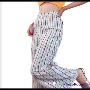 Anthropologie Paper Crane Striped Side Zip Palazzo Lagenlook Pants P3229